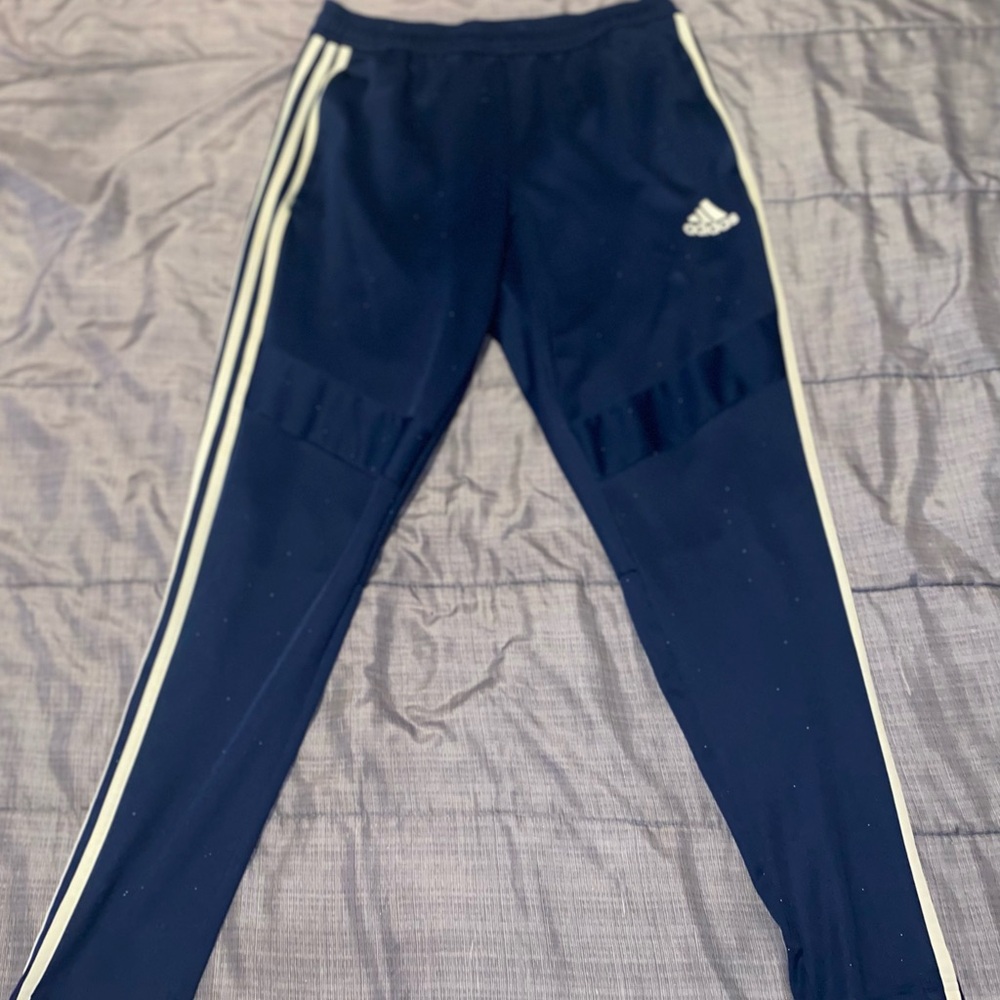 Adidas Men Dark Blue Track Pants with White Stripes